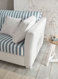 Sofa Hooge in creme und blau Landhaus Couch 2-Sitzer 160 cm inkl. 4 Kissen