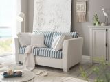Sofa Hooge in creme und blau Landhaus Couch 2-Sitzer 160 cm inkl. 4 Kissen