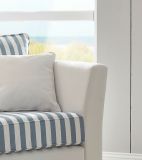Sessel Set Hooge in creme und blau Landhaus Wohnzimmer Loungesessel inklusive Hocker