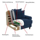 Sofa 2-Sitzer Elita in creme Landhaus Blumen Design Couch 170 cm