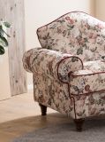 Sessel Set Elita in creme Landhaus Blumen Design Loungesessel inklusive Hocker