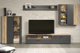 Highboard Avila in grau und Evoke Eiche Vitrine 90 x 132 cm