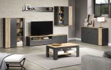 Wohnwand Avila in grau und Evoke Eiche Schrankwand 4-teilig 340 cm