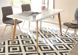 Esstisch Isgard in wei� matt und Scandi Eiche K�chentisch skandinavisch ausziehbar mit Einlegeplatte 140 - 180 x 80 cm