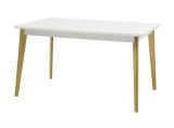Esstisch Isgard in wei� matt und Scandi Eiche K�chentisch skandinavisch ausziehbar mit Einlegeplatte 140 - 180 x 80 cm
