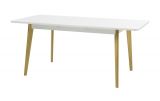 Esstisch Isgard in wei� matt und Scandi Eiche K�chentisch skandinavisch ausziehbar mit Einlegeplatte 140 - 180 x 80 cm