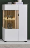 Vitrine Merced in wei� matt und Evoke Eiche Wohn- und Esszimmer Highboard 75 x 125 cm