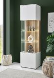 Vitrine Merced in wei� matt und Evoke Eiche Wohn- und Esszimmer Vitrinenschrank 48 x 180 cm