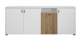 Sideboard Merced in wei� matt und Evoke Eiche Kommode 4-t�rig Breite 200 cm, Soft-Close