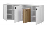 Sideboard Merced in wei� matt und Evoke Eiche Kommode 4-t�rig Breite 200 cm, Soft-Close