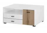 Couchtisch Merced in wei� matt und Evoke Eiche Beistelltisch 90 x 70 cm