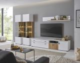 Wohnwand Merced in wei� matt und Evoke Eiche Wohnkombination 4-teilig 316 x 180 cm