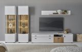 Wohnwand Merced in wei� matt und Evoke Eiche Wohnkombination 4-teilig 316 x 180 cm