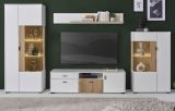 Wohnwand Merced in wei� matt und Evoke Eiche Wohnkombination 4-teilig 320 x 180 cm