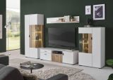 Wohnwand Merced in wei� matt und Evoke Eiche Wohnkombination 4-teilig 320 x 180 cm