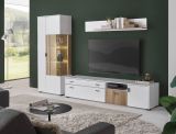 Wohnwand Merced in wei� matt und Evoke Eiche Wohnkombination 3-teilig 285 x 180 cm
