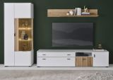 Wohnwand Merced in wei� matt und Evoke Eiche Wohnkombination 3-teilig 285 x 180 cm