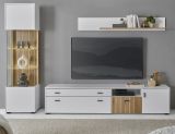 Wohnwand Merced in wei� matt und Evoke Eiche Wohnkombination 3-teilig 258 x 180 cm