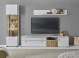 Wohnwand Merced in wei� matt und Evoke Eiche Wohnkombination 3-teilig 258 x 180 cm