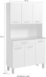 Parisot K�chenschrank Skoon in wei� und grau K�che Buffet und Mehrzweckschrank 101 x 185 cm