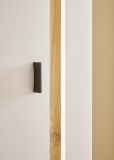 Vitrine Bellport in wei� matt und Wotan Eiche Vitrinenschrank inklusive Frontbeleuchtung 55 x 200 cm
