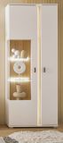 Vitrine Bellport in wei� matt und Wotan Eiche Vitrinenschrank inklusive Frontbeleuchtung 80 x 200 cm