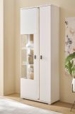 Vitrine Bellport in wei� matt und Wotan Eiche Vitrinenschrank inklusive Frontbeleuchtung 80 x 200 cm