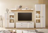 Vitrine Bellport in wei� matt und Wotan Eiche Vitrinenschrank inklusive Frontbeleuchtung 80 x 200 cm