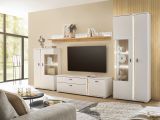 Vitrine Bellport in wei� matt und Wotan Eiche Vitrinenschrank inklusive Frontbeleuchtung 80 x 200 cm