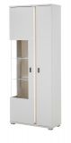 Vitrine Bellport in wei� matt und Wotan Eiche Vitrinenschrank inklusive Frontbeleuchtung 80 x 200 cm
