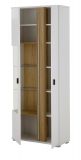 Vitrine Bellport in wei� matt und Wotan Eiche Vitrinenschrank inklusive Frontbeleuchtung 80 x 200 cm