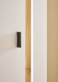 Stauraumschrank Bellport in wei� matt und Wotan Eiche Mehrzweckschrank inklusive Frontbeleuchtung 55 x 200