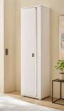 Stauraumschrank Bellport in wei� matt und Wotan Eiche Mehrzweckschrank inklusive Frontbeleuchtung 55 x 200