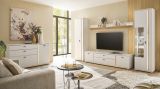 Stauraumschrank Bellport in wei� matt und Wotan Eiche Mehrzweckschrank inklusive Frontbeleuchtung 55 x 200