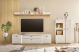 TV-Lowboard Bellport in wei� matt und Wotan Eiche TV Unterteil inklusive Frontbeleuchtung 200 cm