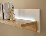 Wandboard Bellport in wei� matt und Wotan Eiche Wandregal inklusive Beleuchtung 201 cm