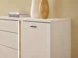 Sideboard Bellport in wei� matt und Wotan Eiche Kommode inklusive Frontbeleuchtung 150 cm