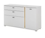 Sideboard Bellport in wei� matt und Wotan Eiche Kommode inklusive Frontbeleuchtung 150 cm