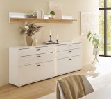 Sideboard Bellport in wei� matt und Wotan Eiche Kommode inklusive Frontbeleuchtung 200 cm
