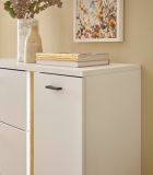 Highboard Bellport in wei� matt und Wotan Eiche Kommode inklusive Frontbeleuchtung 100 x 125 cm