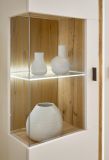 Wohnwand Bellport in wei� matt und Wotan Eiche Wohnkombination inklusive Frontbeleuchtung 290 cm