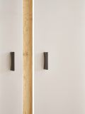 Wohnwand Bellport in wei� matt und Wotan Eiche Wohnkombination inklusive Frontbeleuchtung 290 cm
