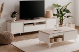 Kommode Visby in wei� und Sandstein Wohn- und Esszimmer Sideboard 88 x 92 cm