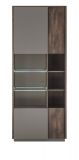 Vitrine Piano in Thermo Eiche und grau Vitrinenschrank mit Soft-Close 80 x 200 cm