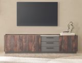 TV-Lowboard Piano in Thermo Eiche und grau XL TV Unterteil mit Soft-Close 200 x 50 cm