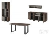 Esszimmer Set Piano in Thermo Eiche und grau Speisezimmer 4-teilig mit Soft-Close