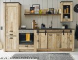 K�che Stove in Used Wood hell und anthrazit K�chenschrank Set 5-teilig 284 x 201 cm