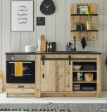 K�che Stove in Used Wood hell und anthrazit K�chenschrank Set 3-teilig 196 x 180 cm