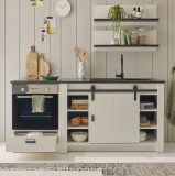 K�che Stove in wei� Pinie und anthrazit Landhaus K�chenschrank Set 4-teilig 196 x 180 cm