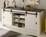 K�che Stove in wei� Pinie und anthrazit Landhaus K�chenschrank Set 4-teilig 264 x 200 cm